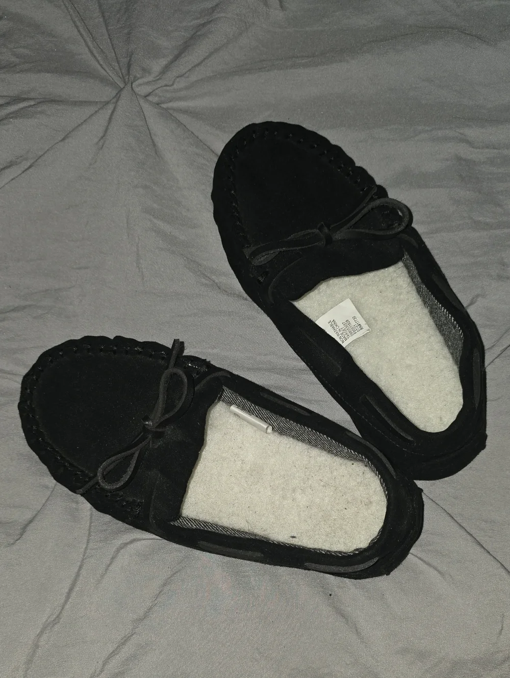 Black Faux Suede Moccasin Slippers Girls Size 13 NWOT